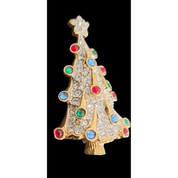 Retired Rare Swarovski Pave Crystal Christmas Tree Pin/Brooch-"Swan" Signed on B - Picture 3 of 8